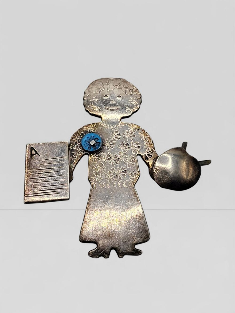 Rare JORR Sterling Silver Teacher Girl Brooch Israel Mid Century